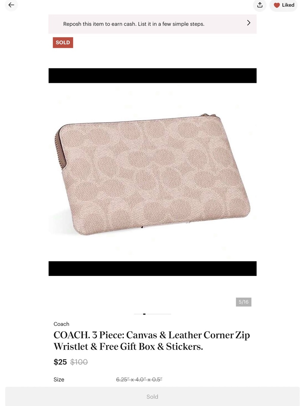 Coach Sand/Chalk Leather corner zip Wristlet - Picture 3 of 9